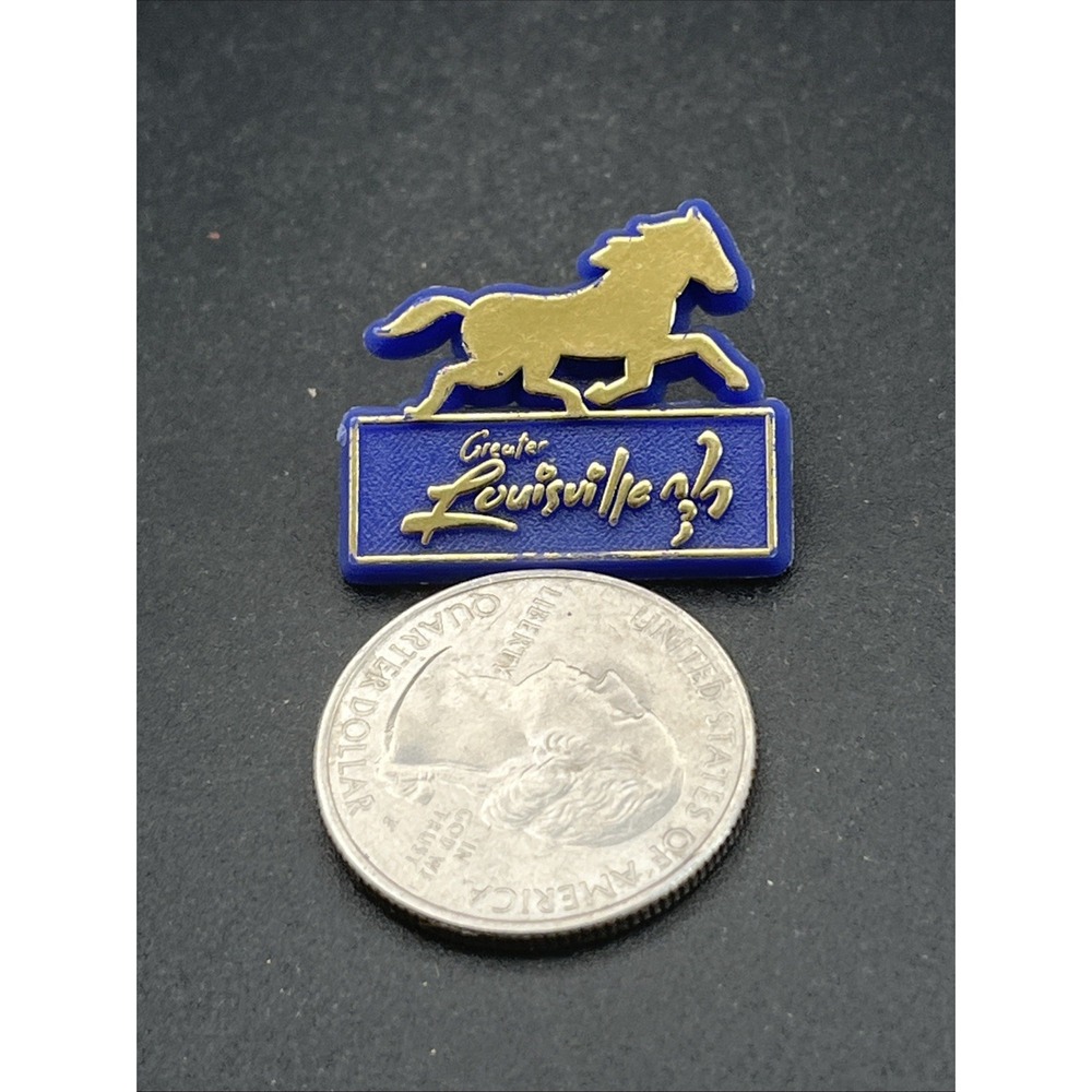 Greater Louisville Kentucky Gold Tone Horse Plastic Lapel Hat Pin - Picture 2 of 3